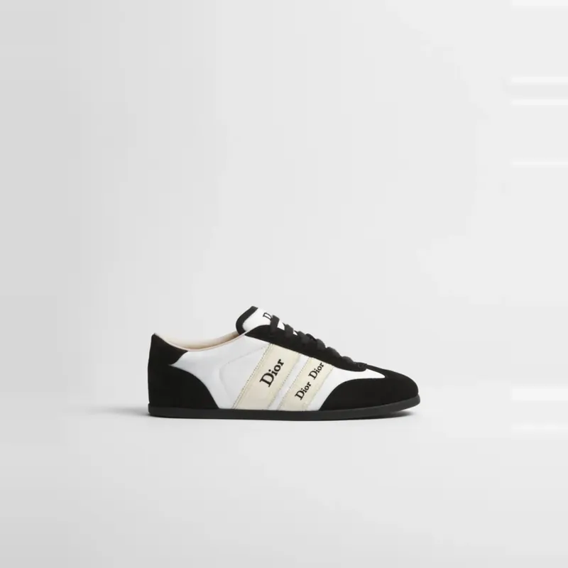 Black Suede Calfskin and White Nylon