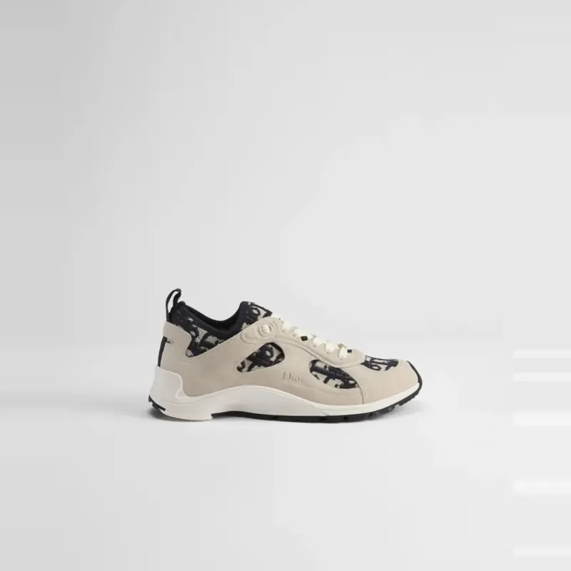 Navy Blue Dior Oblique Knit and Beige Suede Calfskin